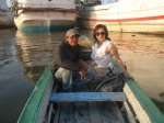 Me and a tourist girl on small traditonal boat on Sunda Kelapa river