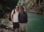 Me and my tourist is standing on rock of Green Canyon, Pangandaran, West Java.